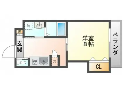 SAMURAIマンション上山手(1DK/1階)の間取り写真