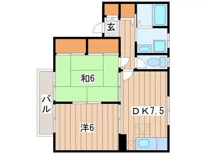 ファミール藤塚IIA・B(2DK/1階)の間取り写真
