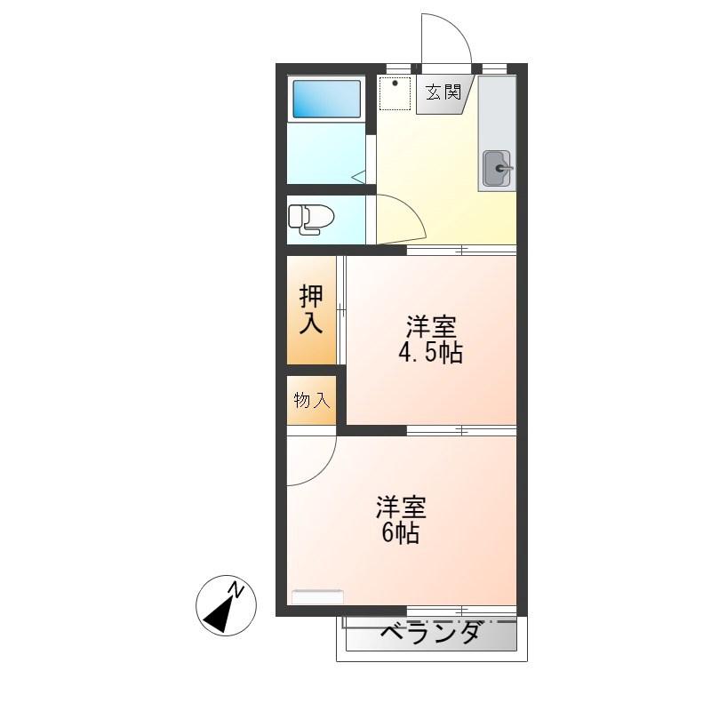 和気ハイツA(2K/2階)の間取り写真