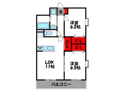 第28川崎ビル(2LDK/5階)の間取り写真
