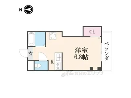 メゾン東大津(1K/4階)の間取り写真