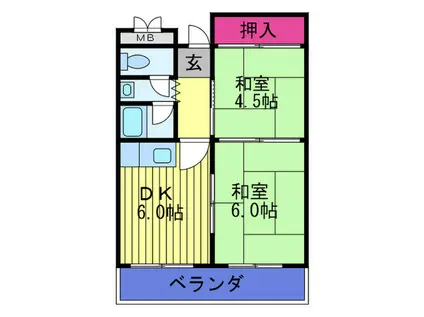 オレンジマンション(2DK/3階)の間取り写真