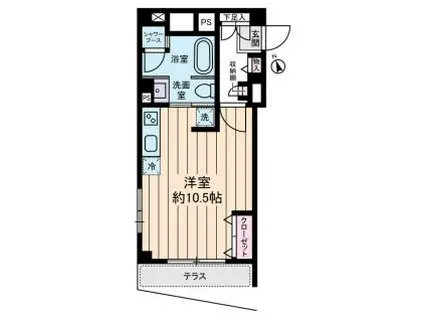 原宿コーポ(ワンルーム/1階)の間取り写真