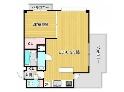 メロディハイム野田阪神(1LDK/6階)の間取り写真