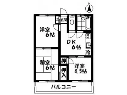 コーポ藤三(3DK/2階)の間取り写真