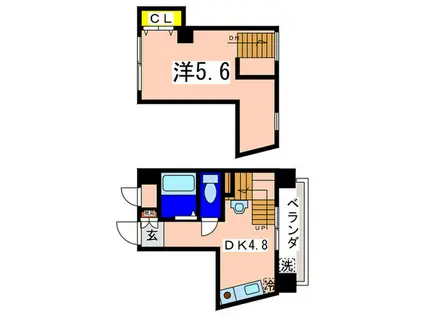 グリーンピア石川町(1DK/6階)の間取り写真