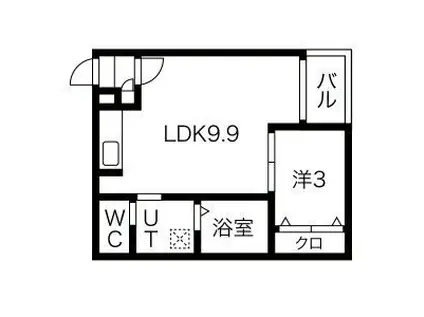 ステラ三吉町(1LDK/3階)の間取り写真