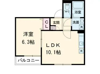 コンフォール道明寺駅西(1LDK/2階)の間取り写真