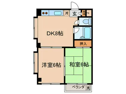 サニーコートワタナベ(2DK/1階)の間取り写真