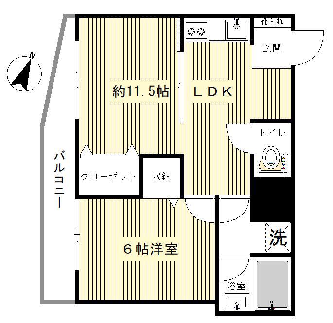 エスカイア都立大(1LDK/2階)の間取り写真