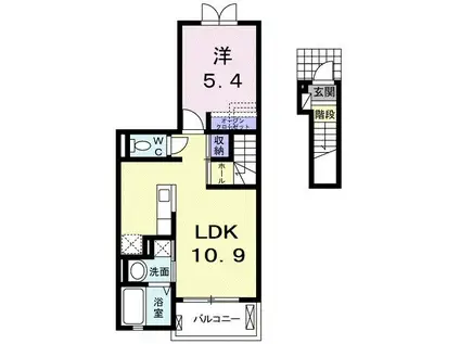 キャルムライフ(1LDK/2階)の間取り写真