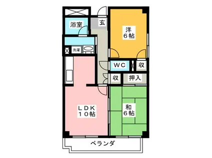 ヴィラグランメール(2LDK/1階)の間取り写真