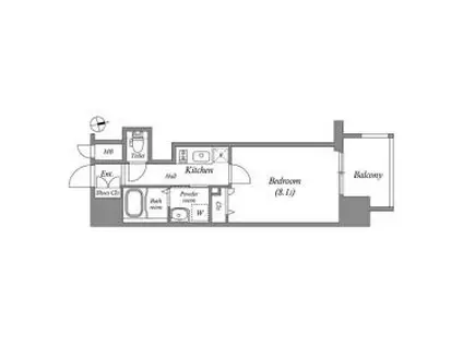 プレサンス堺筋本町駅前(1K/11階)の間取り写真