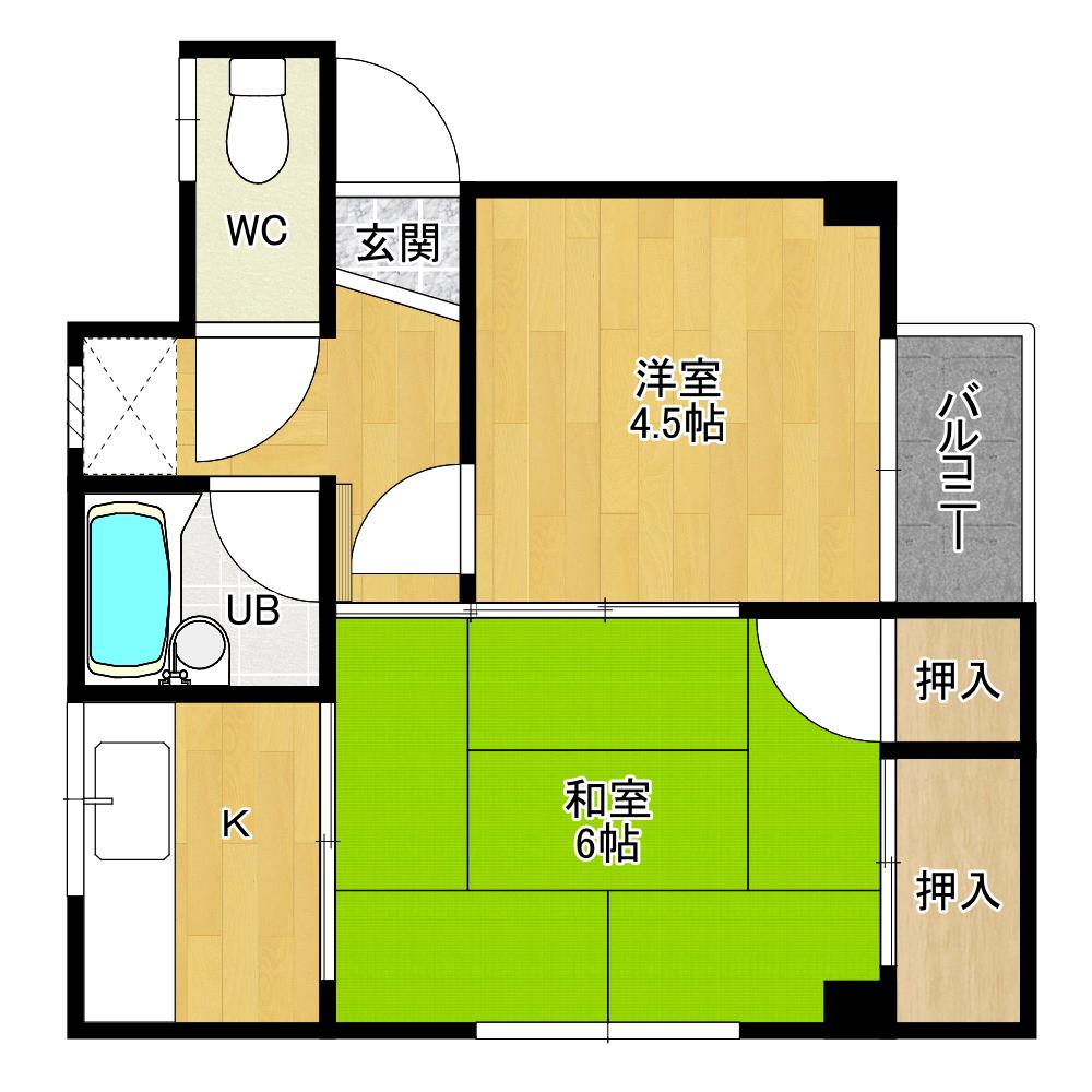 宮本マンション(2K/3階)の間取り写真