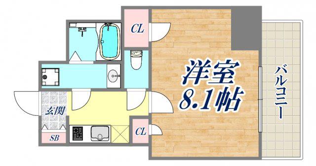 ファステート神戸ティアモ(1K/4階)の間取り写真