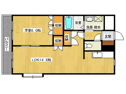 ベルジュI番館(1LDK/2階)の間取り写真