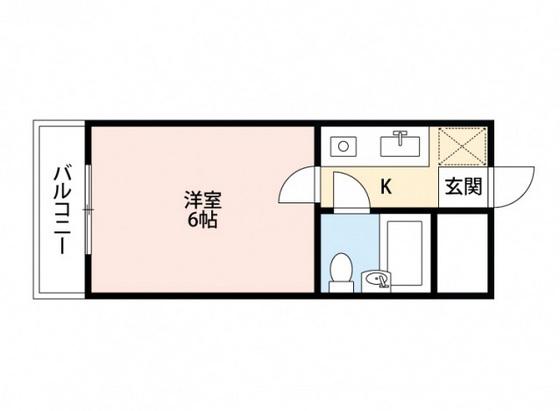 牛田フラッツ(1K/2階)の間取り写真