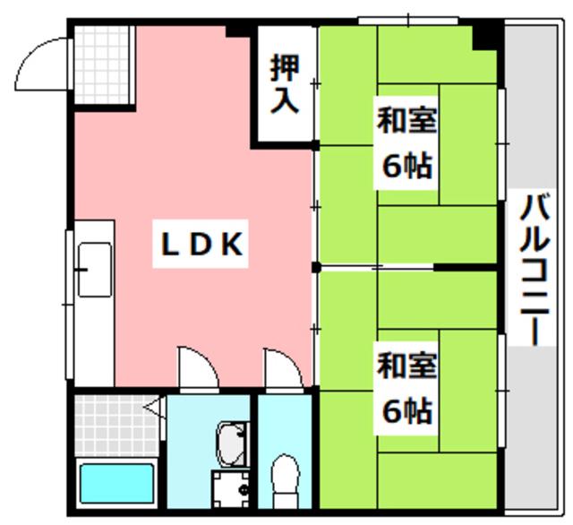 シャトーかわもと(2LDK/3階)の間取り写真
