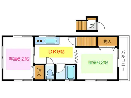 サンライズ平井(2DK/2階)の間取り写真