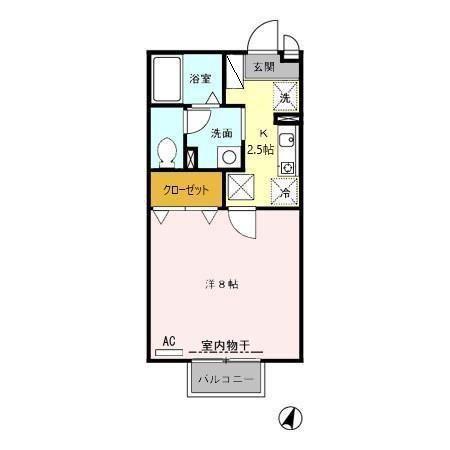 ルミエールB(1K/1階)の間取り写真