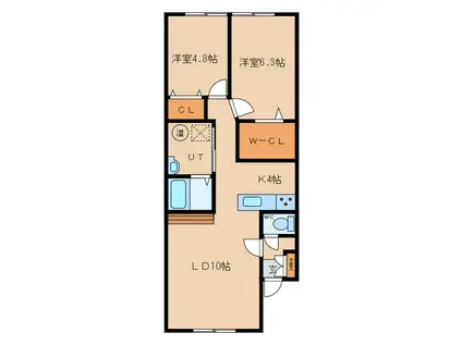 ATEENA永山(2LDK/2階)の間取り写真