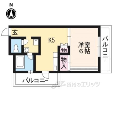 坪内マンション(1DK/5階)の間取り写真