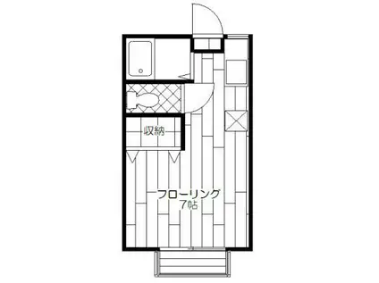 ハイツミヤ(ワンルーム/2階)の間取り写真