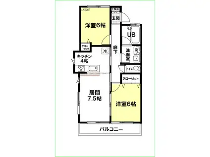 アーバニズム70A(2LDK/2階)の間取り写真