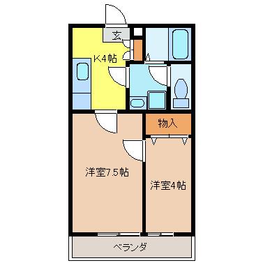 住感シリーズP(2K/2階)の間取り写真