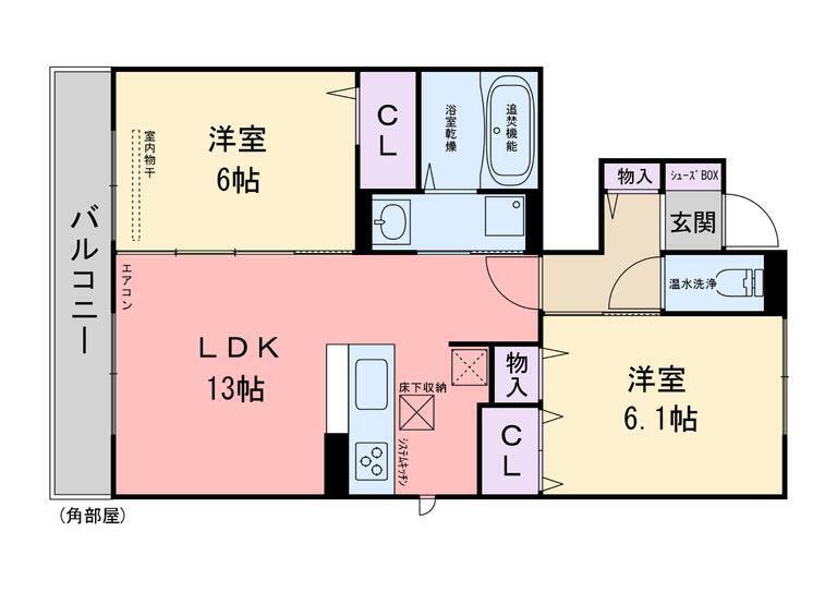 アーク伊都の杜 A棟(2LDK/1階)の間取り写真