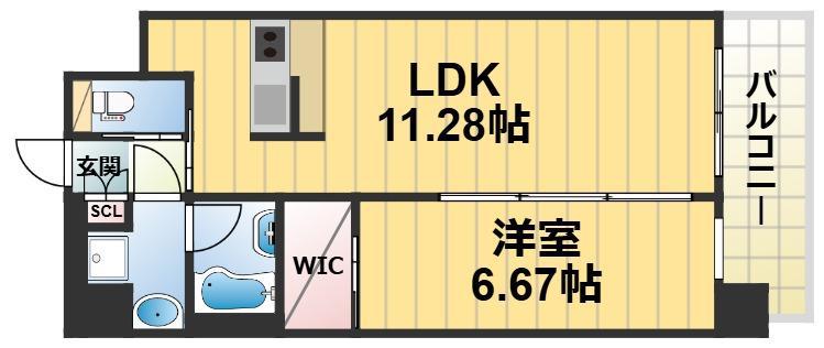 プレジオ森河内ASIAN(1LDK/15階)の間取り写真