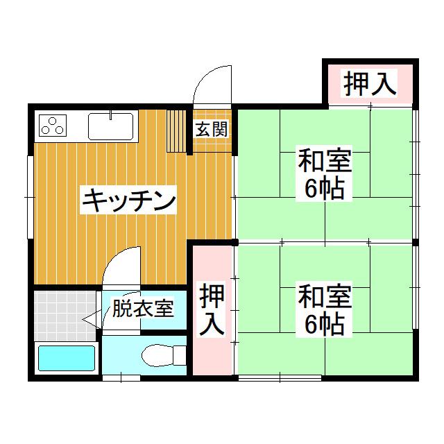 メゾン鳴滝(2DK/2階)の間取り写真