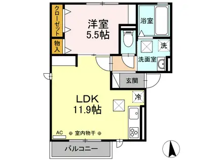 ルーセント(1LDK/2階)の間取り写真