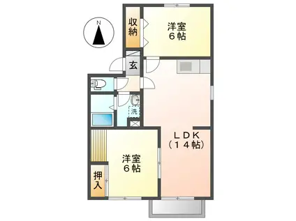 カーサ・ティエラIII(2LDK/2階)の間取り写真