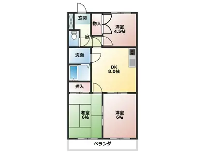 ファミールコートS(3DK/2階)の間取り写真