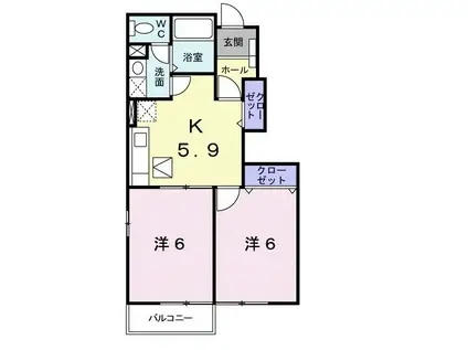 マルグリットII(2K/1階)の間取り写真