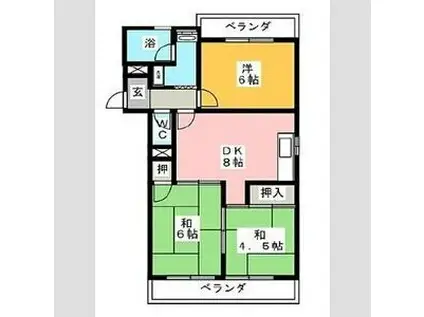 ハイツ森鷹2番館(3LDK/4階)の間取り写真