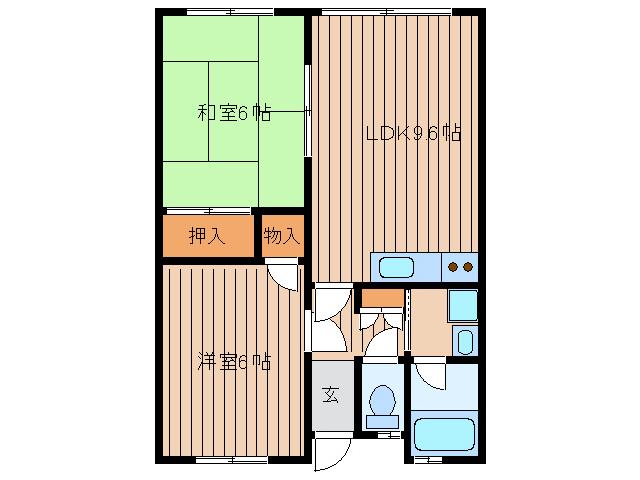 サンリヴァージュ・N(2DK/1階)の間取り写真