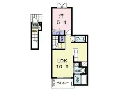 モンレーブM(1LDK/2階)の間取り写真