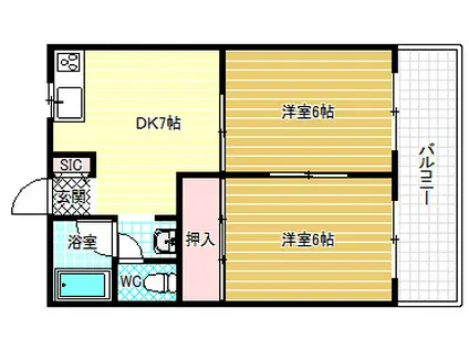 第二塩野マンション(2DK/3階)の間取り写真