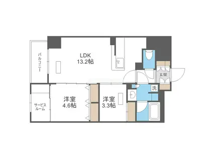 アーバネックス天満橋サウス(2LDK/3階)の間取り写真