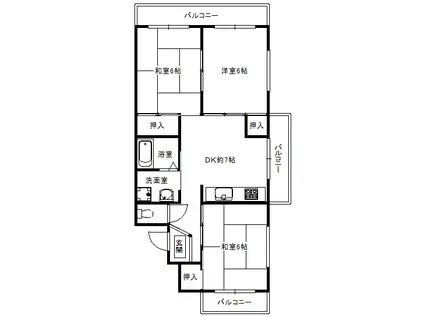 マンション雅II(3DK/3階)の間取り写真