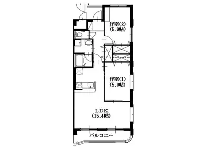 セントフィールド(2LDK/3階)の間取り写真