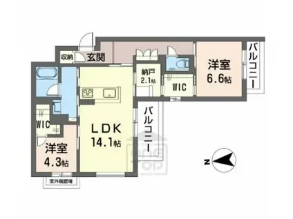シャーメゾン ケー(2LDK/2階)の間取り写真