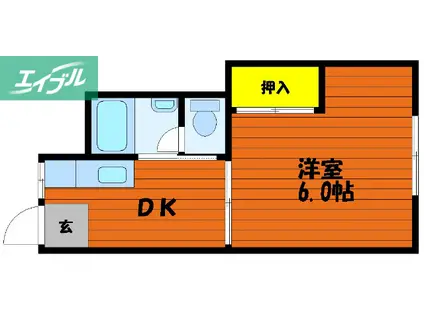 第二丸本ビル(1DK/2階)の間取り写真