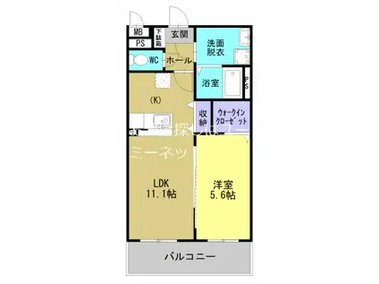 サラフォレスト中央(1LDK/4階)の間取り写真