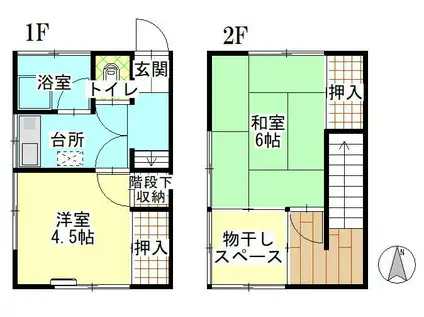 光ヶ丘アパート(2K/1階)の間取り写真