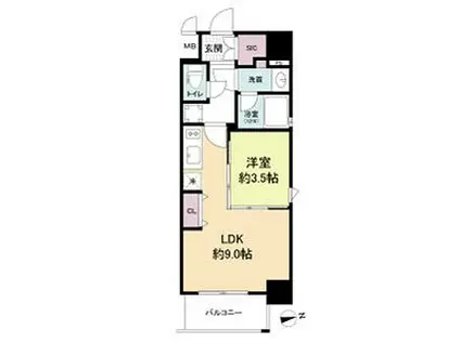 URBANLINK森小路駅前(1LDK/4階)の間取り写真