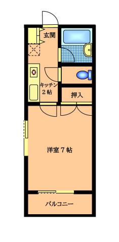 日浦メノー(1K/2階)の間取り写真
