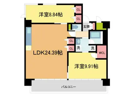 プレジオ宝塚ASIAN(2LDK/3階)の間取り写真
